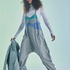 Free People Hot Shot Gray and Blue Jumpsuit